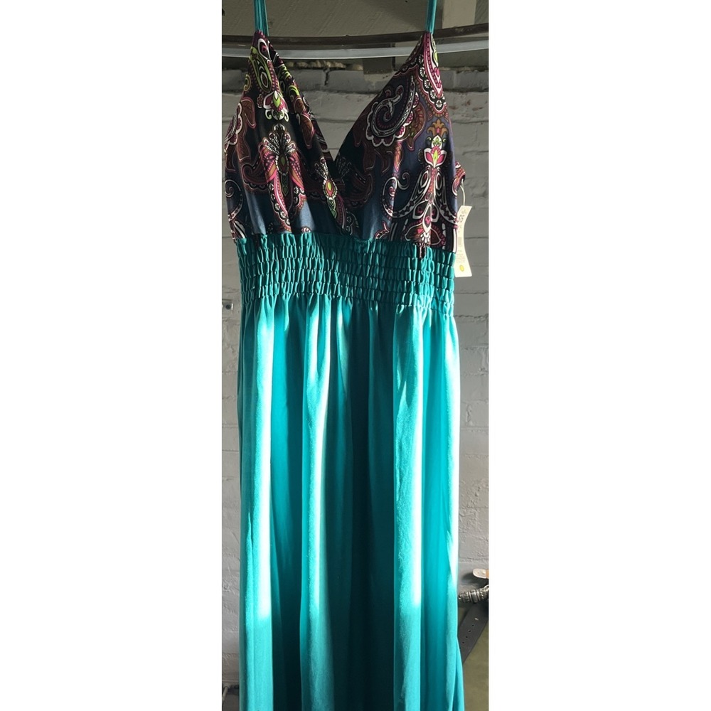 Vintage NWT Bobbie Brooks Floral Maxi Dress Sz L Built In Bra